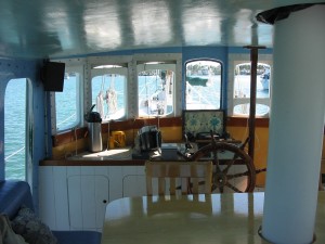 Looking forward in the pilothouse