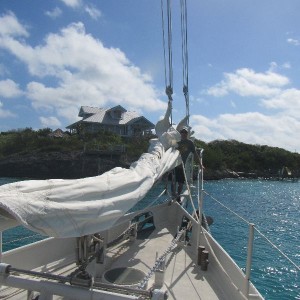 Point Man Andrew waiting for the crew to hoist the sails