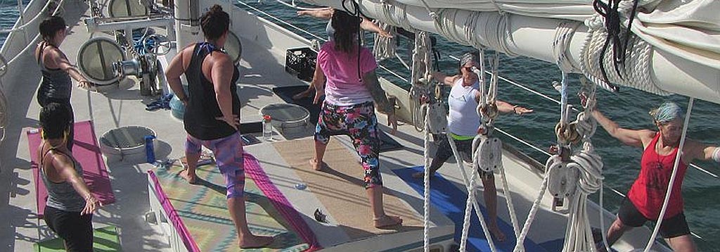 Yoga sailing charter session on Ciganka