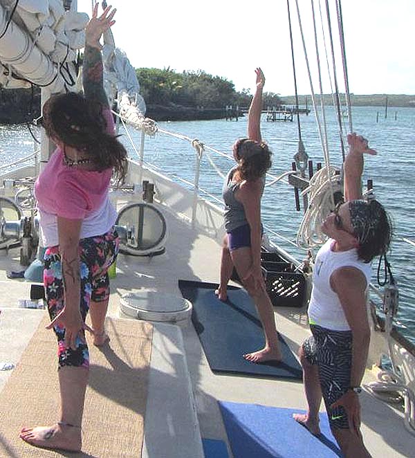 Yoga session on Ciganka's deck